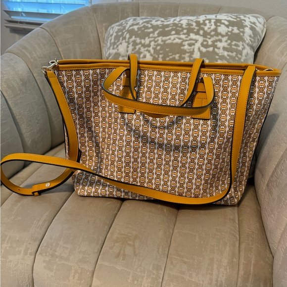 Tory Burch Gemini Link Canvas Small Tote Daylily - Picture 10 of 12